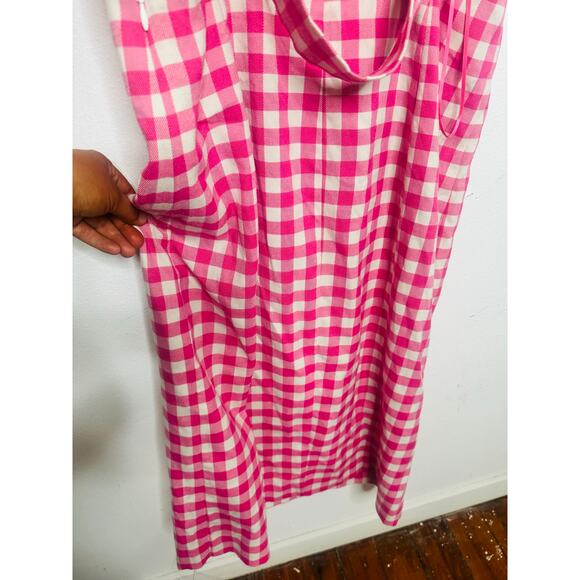 FINDERS KEEPERS Pink White Gingham Check Sleeveless Gigi Midi Dress Size US 10 - Picture 12 of 16